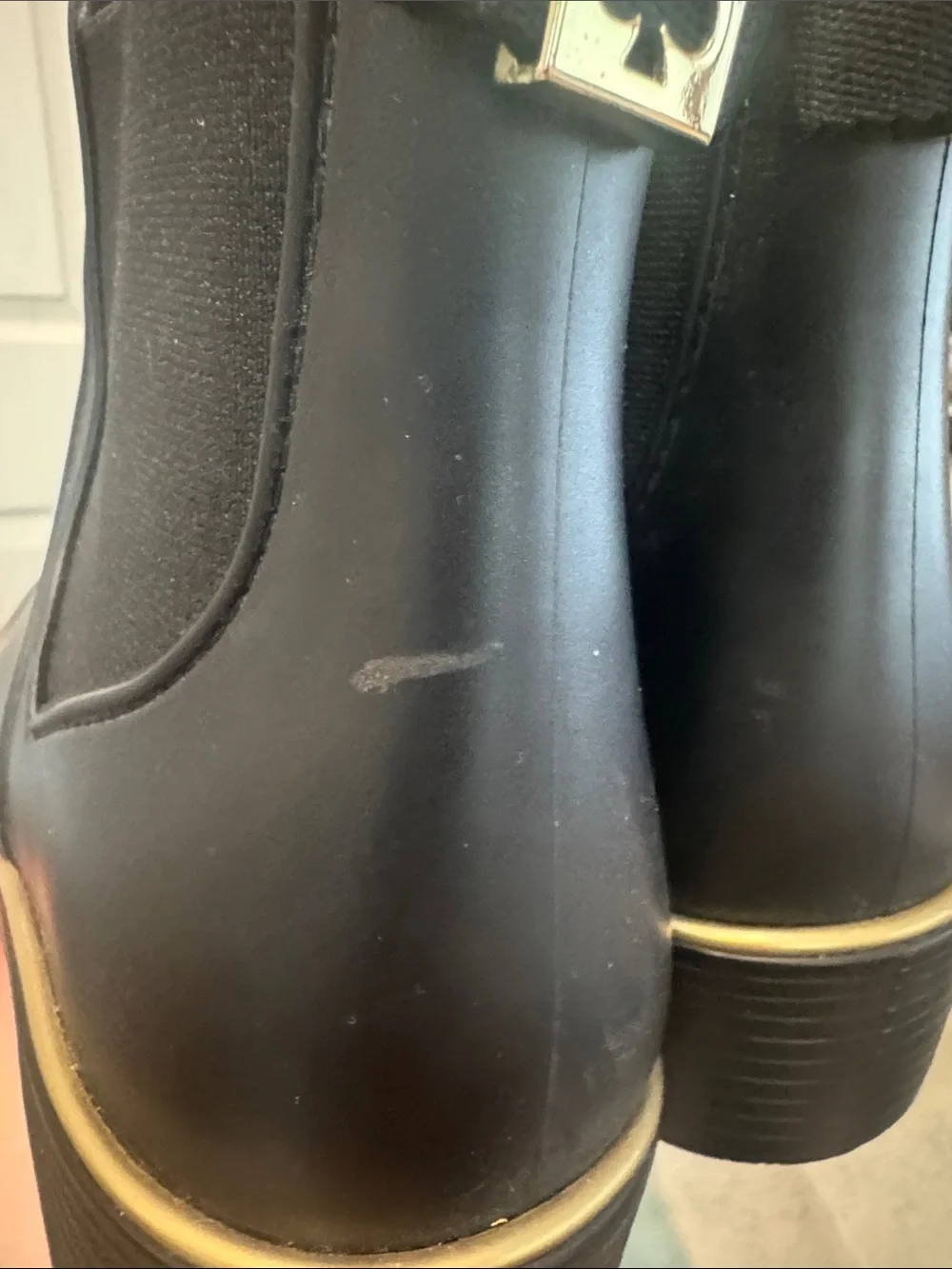 kate spade Black Chelsea Rain Boot with Gold Accent